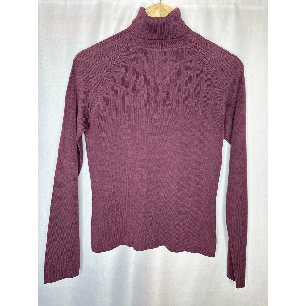 Caslon Burgundy Silk Turtleneck Mixed Knit Sweater MEDIUM Dark Academia Preppy